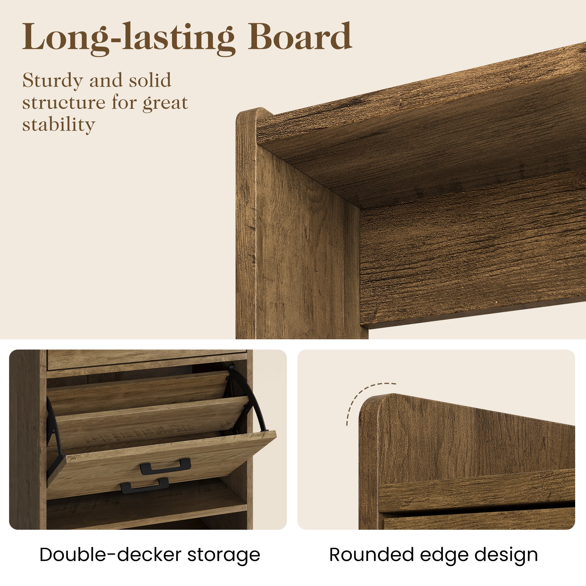 Shoe Cabinet With Flip Drawer And Pegboard Entryway Storage Unit_voghion.com